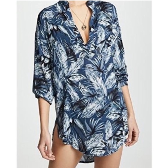 Mikoh Cannes V Neck Tunic or Cover Up size 2 / Medium monstera leaf - Picture 9 of 16